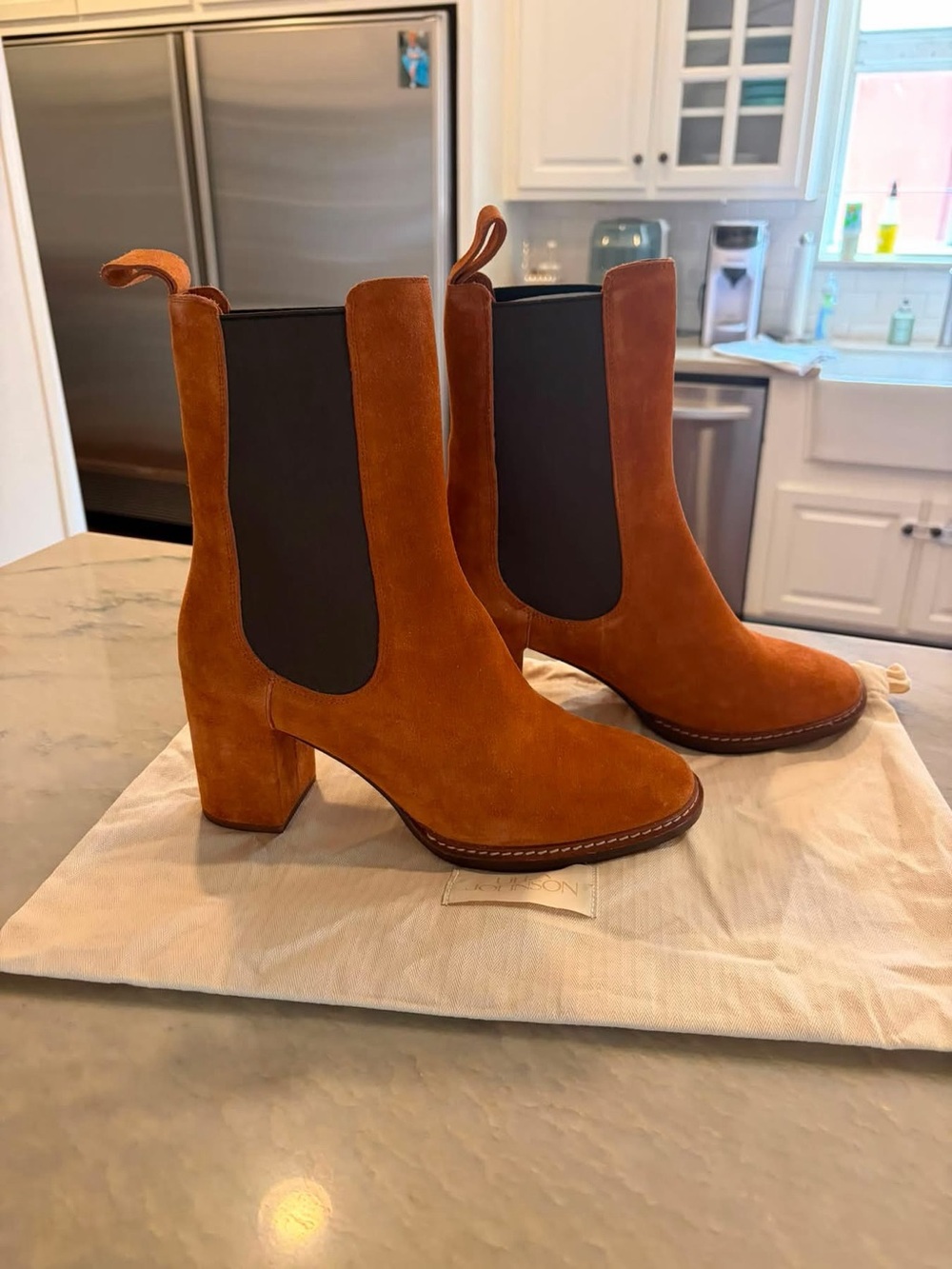 Ulla Johnson Suede Chelsea Boots in Rust